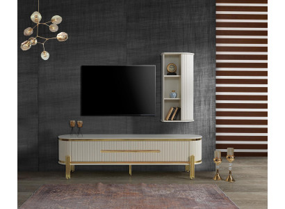 Meuble TV Meuble TV Lowboard Table blanche en bois Moderne Buffet de salon
